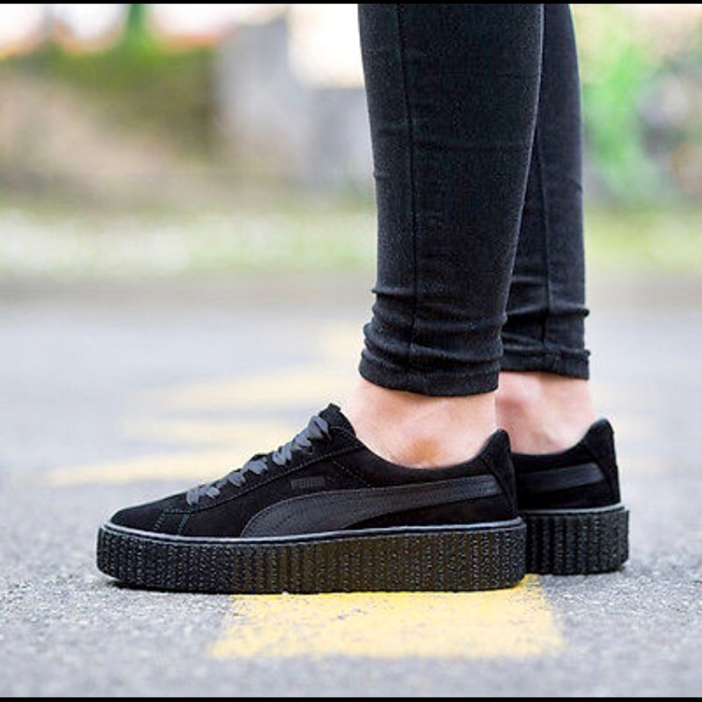 Triple black Puma x Rihanna suede creepers